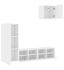 Unités murales TV 4 pcs blanc bois d'ingénierie