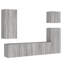 Unités murales TV 5 pcs sonoma gris bois d'ingénierie