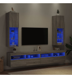 Meubles TV avec lumières LED 2 pcs sonoma gris 30,5x30x102 cm