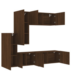 Unités murales TV 5 pcs chêne marron bois d'ingénierie