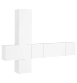 Unités murales TV 5 pcs blanc bois d'ingénierie