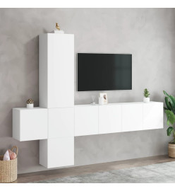 Unités murales TV 5 pcs blanc bois d'ingénierie