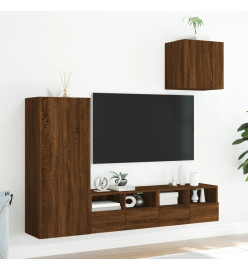 Unités murales TV 4 pcs chêne marron bois d'ingénierie