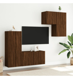 Unités murales TV 4 pcs chêne marron bois d'ingénierie