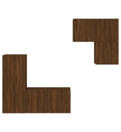 Unités murales TV 4 pcs chêne marron bois d'ingénierie