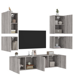 Unités murales TV 6 pcs sonoma gris bois d'ingénierie