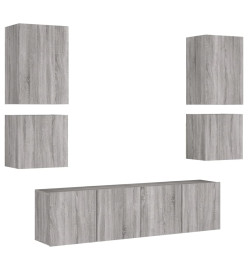 Unités murales TV 6 pcs sonoma gris bois d'ingénierie