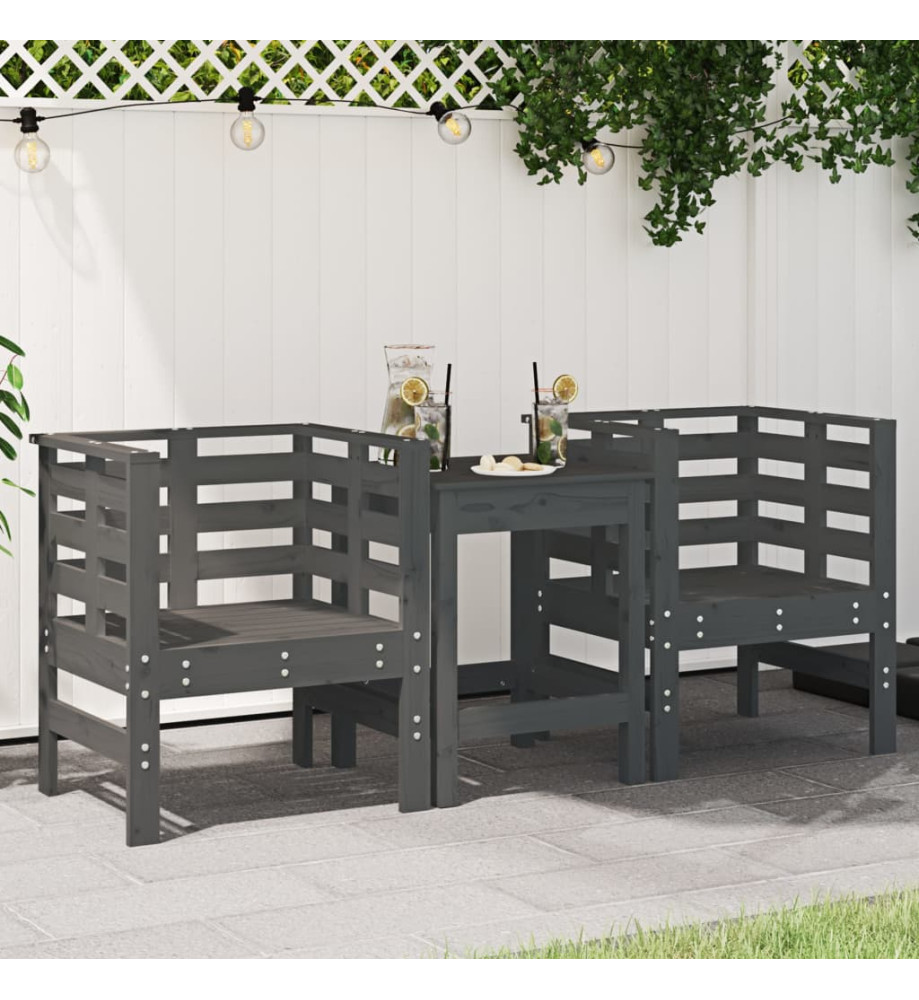 Chaises de jardin lot de 2 gris 61,5x53x71cm bois de pin massif Chaises de jardin lot de 2 gris 61,5x53x71cm bois de pin massif