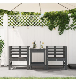 Chaises de jardin lot de 2 gris 61,5x53x71cm bois de pin massif