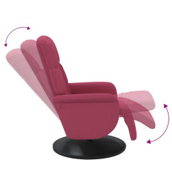 Fauteuil inclinable avec repose-pied rouge bordeaux velours