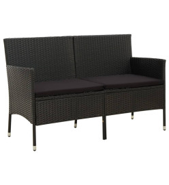 Canapé de jardin 3 places avec coussin Noir Résine tressée
