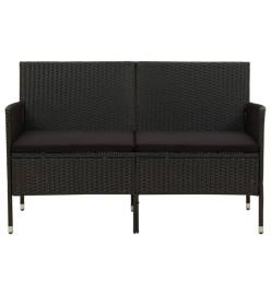 Canapé de jardin 3 places avec coussin Noir Résine tressée