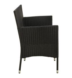 Canapé de jardin 3 places avec coussin Noir Résine tressée