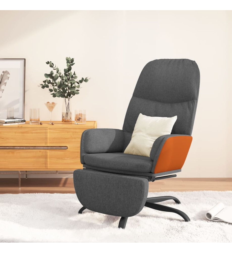 Chaise de relaxation avec repose-pied Gris foncé Tissu Chaise de relaxation avec repose-pied Gris foncé Tissu