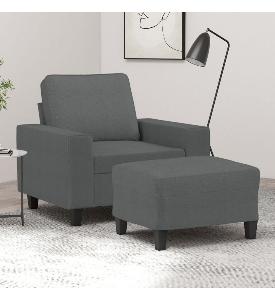 Fauteuil avec repose-pied Gris foncé 60 cm Tissu