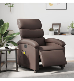 Fauteuil de massage inclinable électrique marron similicuir