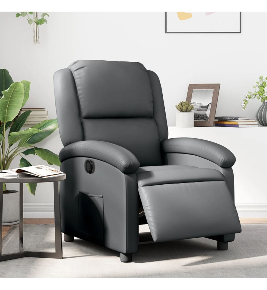 Fauteuil inclinable électrique Gris Similicuir