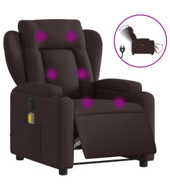 Fauteuil de massage inclinable électrique Marron foncé Tissu