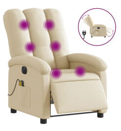 Fauteuil inclinable de massage électrique crème tissu