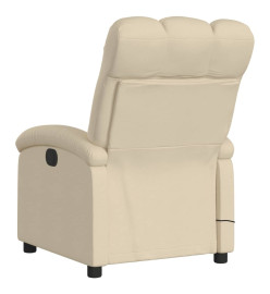 Fauteuil inclinable de massage électrique crème tissu