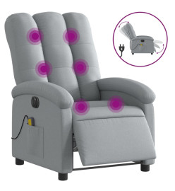 Fauteuil de massage inclinable électrique gris clair tissu