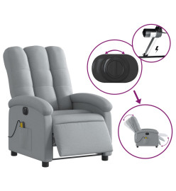 Fauteuil de massage inclinable électrique gris clair tissu