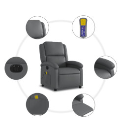 Fauteuil de massage inclinable électrique gris similicuir