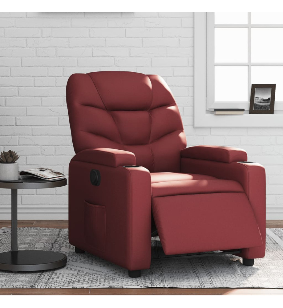 Fauteuil inclinable électrique Rouge bordeaux Similicuir