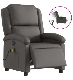 Fauteuil inclinable électrique gris cuir véritable