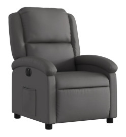 Fauteuil inclinable électrique gris cuir véritable