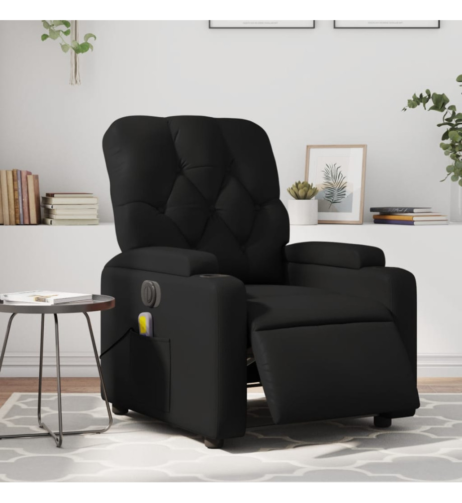 Fauteuil de massage inclinable électrique noir similicuir