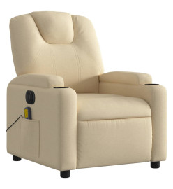 Fauteuil inclinable de massage électrique crème tissu