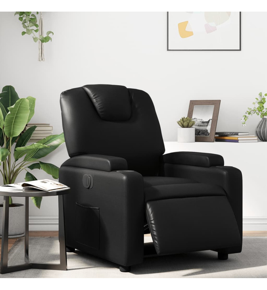 Fauteuil inclinable électrique Noir Similicuir