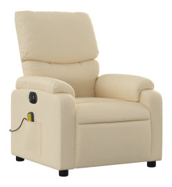 Fauteuil inclinable de massage électrique crème tissu