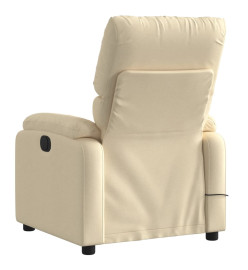 Fauteuil inclinable de massage électrique crème tissu