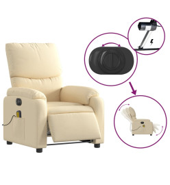 Fauteuil inclinable de massage électrique crème tissu