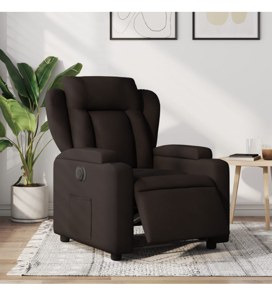 Fauteuil inclinable électrique Marron foncé Tissu