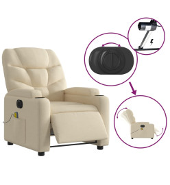 Fauteuil inclinable de massage électrique crème tissu