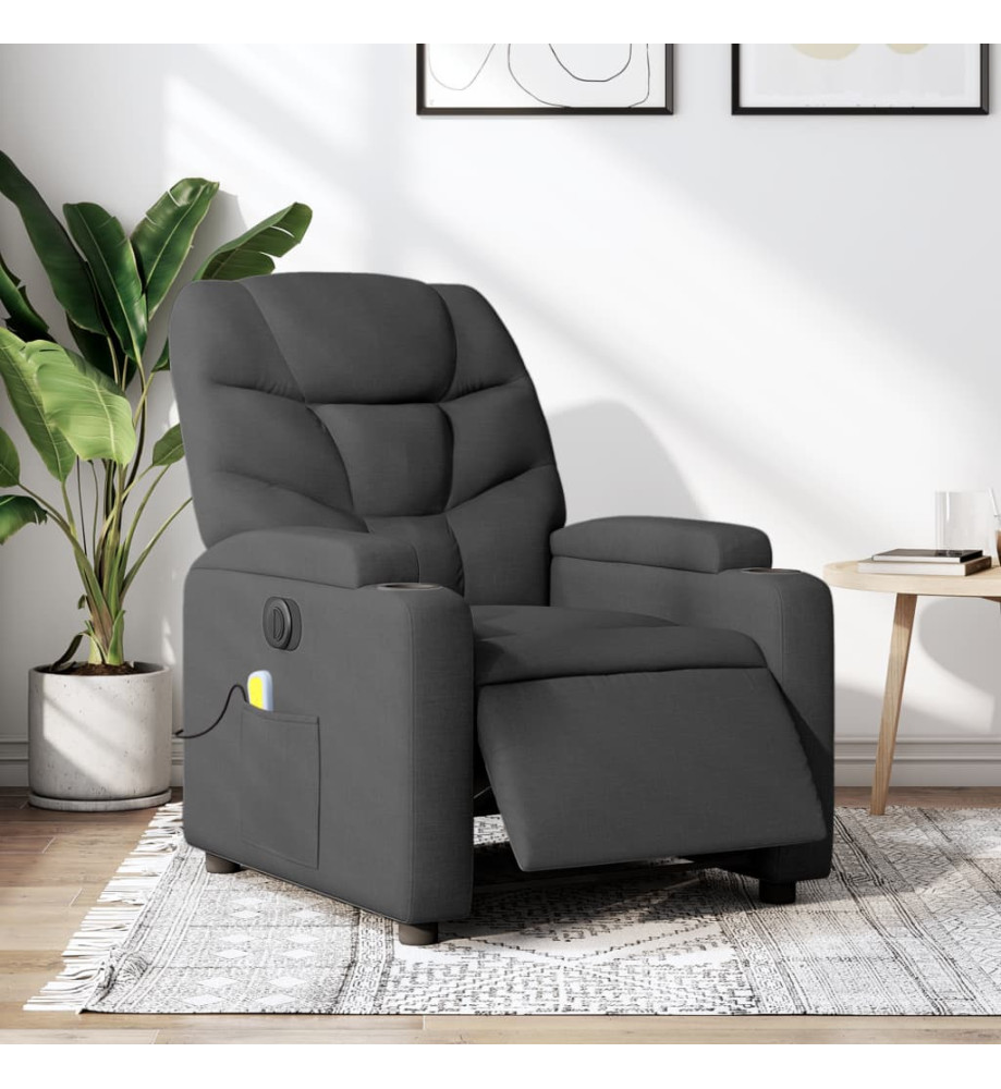 Fauteuil inclinable de massage électrique gris foncé tissu