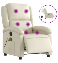 Fauteuil de massage inclinable électrique crème similicuir