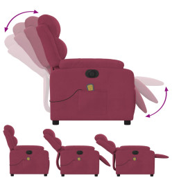 Fauteuil inclinable massage électrique rouge bordeaux velours