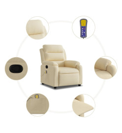 Fauteuil de massage inclinable Crème Tissu