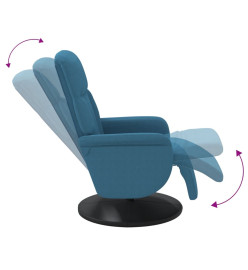 Fauteuil inclinable avec repose-pied bleu velours