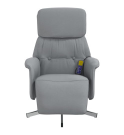 Fauteuil inclinable de massage et repose-pieds gris clair tissu