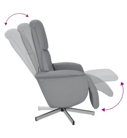 Fauteuil inclinable de massage et repose-pieds gris clair tissu