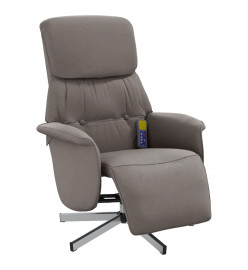 Fauteuil inclinable de massage avec repose-pieds taupe tissu