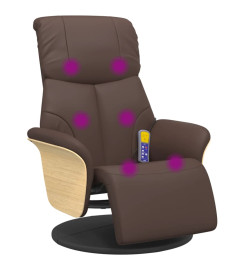 Fauteuil inclinable de massage repose-pieds marron similicuir