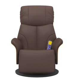 Fauteuil inclinable de massage repose-pieds marron similicuir