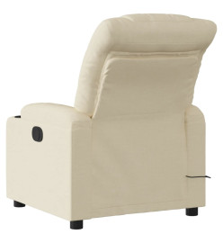 Fauteuil inclinable de massage électrique crème tissu