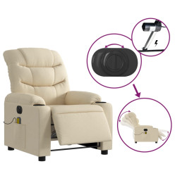 Fauteuil inclinable de massage électrique crème tissu